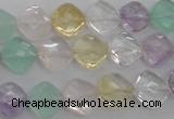 CMQ254 15.5 inches 10*10mm faceted diamond multicolor quartz beads