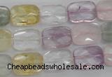 CMQ258 15.5 inches 10*14mm faceted rectangle multicolor quartz beads