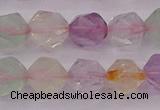 CMQ369 15.5 inches 12mm faceted nuggets mixed quartz beads
