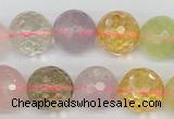 CMQ56 15.5 inches 16mm faceted round multicolor quartz beads