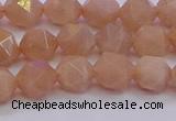 CMS1132 15.5 inches 8mm faceted nuggets peach moonstone beads