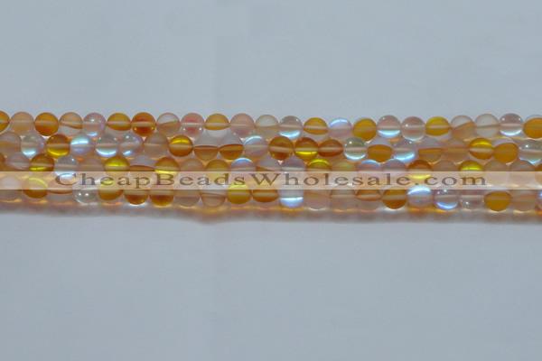 CMS1536 15.5 inches 6mm round matte synthetic moonstone beads