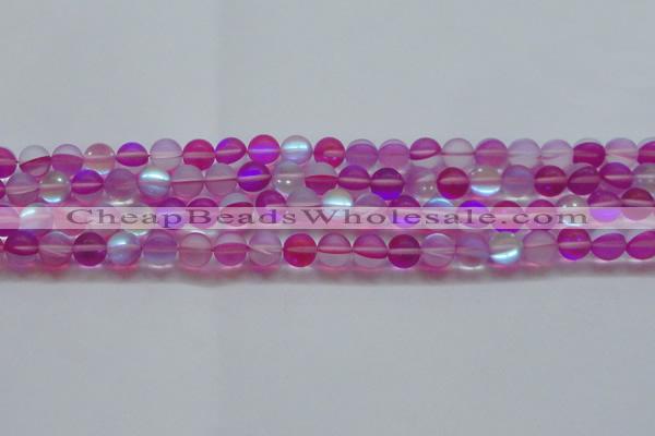 CMS1547 15.5 inches 8mm round matte synthetic moonstone beads