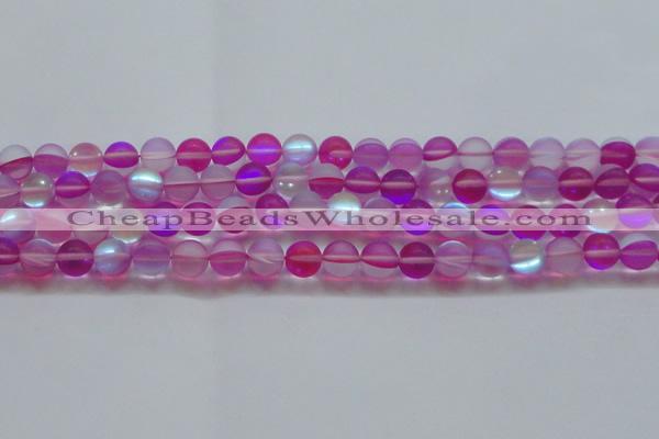 CMS1548 15.5 inches 10mm round matte synthetic moonstone beads