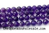 CNA1178 15.5 inches 12mm faceted round amethyst gemstone beads
