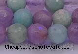 CNA684 15.5 inches 12mm faceted round lavender amethyst & amazonite beads