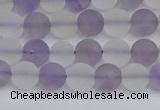 CNA736 15.5 inches 6mm round matte amethyst & white crystal beads