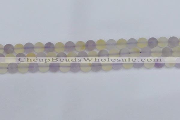 CNA742 15.5 inches 8mm round matte amethyst & citrine beads