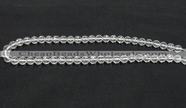 CNC08 15.5 inches 8mm faceted round grade AB natural white crystal beads