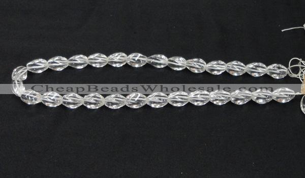 CNC19 8*12mm twisted rice grade AB natural white crystal beads