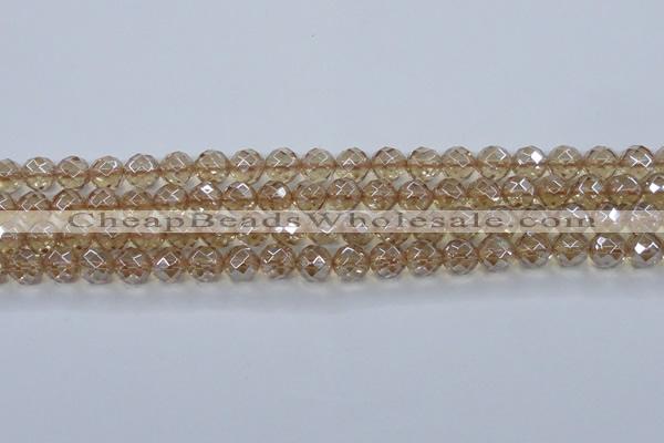 CNC520 15.5 inches 12mm faceted round dyed natural white crystal beads