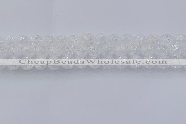 CNC553 15.5 inches 10mm round natural crackle white crystal beads