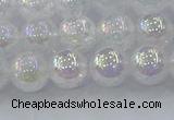 CNC562 15.5 inches 8mm round plated crackle white crystal beads
