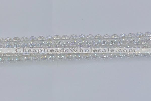 CNC571 15.5 inches 8mm round plated natural white crystal beads