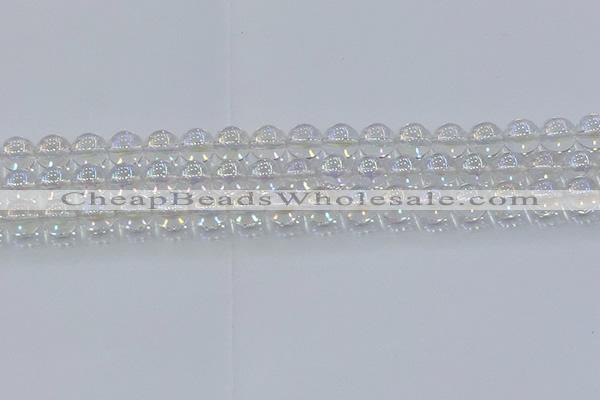 CNC572 15.5 inches 10mm round plated natural white crystal beads
