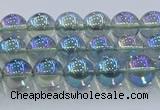CNC582 15.5 inches 6mm round plated natural white crystal beads