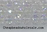 CNC645 15.5 inches 6mm faceted round plated natural white crystal beads