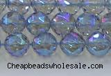 CNC658 15.5 inches 8mm faceted round plated natural white crystal beads
