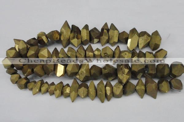 CNG1301 15.5 inches 10*20mm - 15*30mm faceted nuggets plated quartz beads