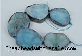 CNG1495 8 inches 30*35mm - 35*45mm freeform agate beads with brass setting