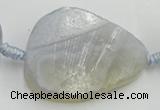 CNG243 18*28mm - 28*45mm faceted nuggets blue chalcedony beads