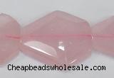 CNG301 15.5 inches 25*35mm faceted nuggets rose quartz beads