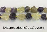 CNG3576 18*20mm - 25*30mm nuggets rough amethyst & lemon quartz beads