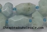 CNG5230 15.5 inches 12*16mm - 15*25mm faceted nuggets aquamarine beads