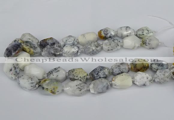 CNG5521 12*16mm - 15*25mm faceted nuggets white opal gemstone beads