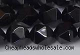 CNG6025 15.5 inches 12mm faceted nuggets black agate beads