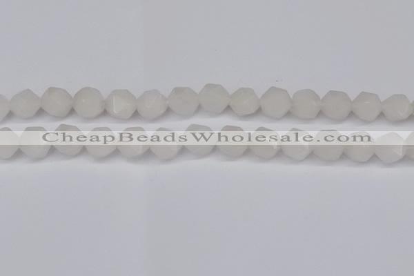 CNG6043 15.5 inches 12mm faceted nuggets white jade beads