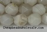 CNG6150 15.5 inches 10mm faceted nuggets grey agate beads