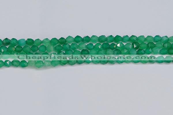 CNG6226 15.5 inches 6mm faceted nuggets green agate beads