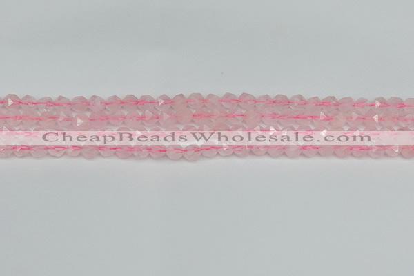 CNG7225 15.5 inches 6mm faceted nuggets rose quartz beads