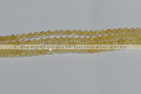 CNG7235 15.5 inches 6mm faceted nuggets citrine beads wholesale