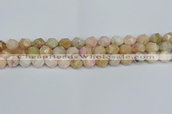 CNG7302 15.5 inches 10mm faceted nuggets pink opal gemstone beads