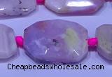 CNG7524 15.5 inches 18*25mm - 25*35mm faceted freeform pink opal beads