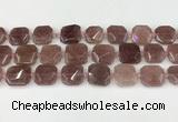 CNG8803 15.5 inches 16mm - 20mm faceted freeform strawberry quartz beads