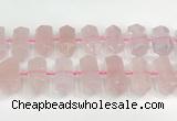 CNG8910 10*25mm - 15*30mm faceted nuggets rose quartz beads