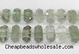 CNG8912 10*25mm - 15*30mm faceted nuggets green quartz beads