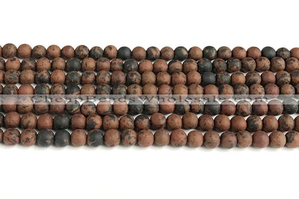 COB821 15 inches 6mm round matte mahogany obsidian beads