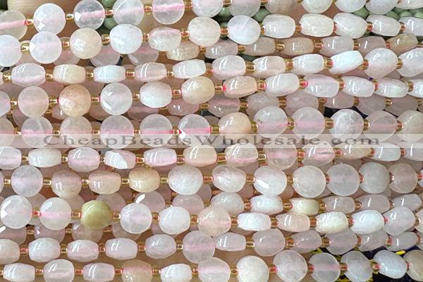 COIN142 15 inches 6mm faceted coin pink aventurine jade beads