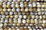 COIN148 15 inches 6mm faceted coin chrysanthemum agate beads