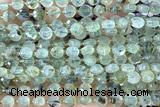 COIN159 15 inches 6mm faceted coin green rutilated quartz beads