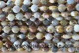 COIN172 15 inches 6mm faceted coin yellow crazy lace agate beads