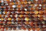 COIN176 15 inches 6mm faceted coin red agate beads