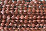 COIN177 15 inches 6mm faceted coin red jasper beads