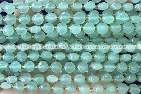 COIN187 15 inches 6mm faceted coin green aventurine jade beads