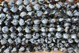COIN195 15 inches 6mm faceted coin snowflake obsidian beads