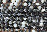 COIN196 15 inches 6mm faceted coin black & white jasper beads